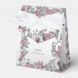 Roze Zilver Wit Bloemen Favoriet Doos Bedankdoosjes