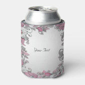 Roze Zilver Wit Bloemen Favoriet Koelbox Blikjeskoeler (Blikje Voorkant)