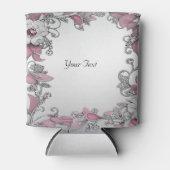 Roze Zilver Wit Bloemen Favoriet Koelbox Blikjeskoeler (Voorkant)