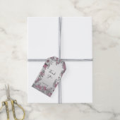 Roze Zilver Wit Bloemen Gift Label Cadeaulabel (Met Touw)