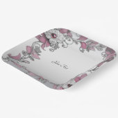 Roze Zilver Wit Bloemen Papier Bord (Gebogen)