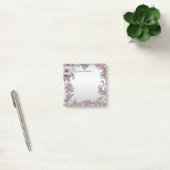 Roze Zilver Wit Bloemen Post it Notes (Kantoor)