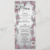 Roze Zilver Wit Bloemen Trouwmenu Menu (Voorkant)