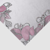 Roze Zilver Wit Bloemweefsel Papier (Detail)