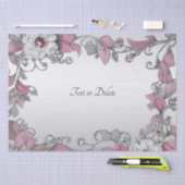 Roze Zilver Wit Bloemweefsel Papier (Craft)