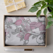 Roze Zilver Wit Bloemweefsel Papier (Geschenk)