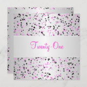 Roze Zilver Wit Zwart Liefde Harten 21ste Verjaard Kaart (Voorkant / Achterkant)