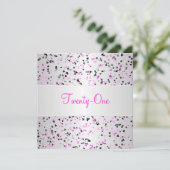 Roze Zilver Wit Zwart Liefde Harten 21ste Verjaard Kaart (Staand voorkant)