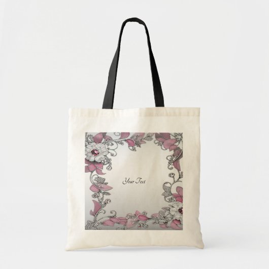 Roze Zilver Witte Bloem Tas (Voorkant)