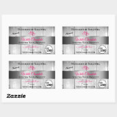 Roze, zilver, witte houtachtige korrels, Logo Rechthoekige Sticker (Vel)