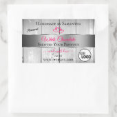 Roze, zilver, witte houtachtige korrels, Logo Rechthoekige Sticker (Tas)