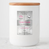 Roze, zilver, witte houtachtige korrels, Logo Voedselcontainer Etiket (Voorkant)