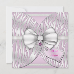 Roze zilver Zebra Noite Ribbon & juwelen Bow Kaart
