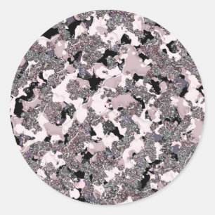 Roze Zilver & Zwarte Schoonheid Glam Gloss Meisjes Ronde Sticker