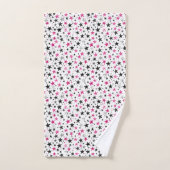 Roze Zilver Zwarte Sterren Bad Handdoek (Handdoek)