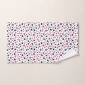Roze Zilver Zwarte Sterren Bad Handdoek (Handdoek)