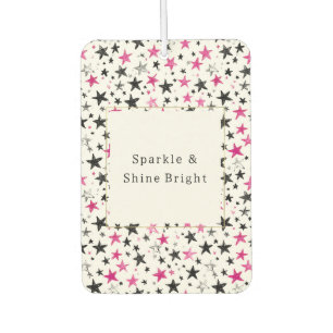 Roze Zilver Zwarte Sterren Fonkel & Schitter Luchtverfrisser