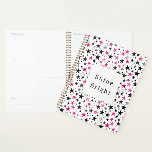 Roze Zilver Zwarte Sterren Schijnen Planner (Display)