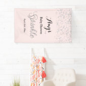 Roze Zilveren Baby Sprinkle Baby shower Banner (Insitu)