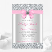 Roze Zilveren Bling Glam Baby Meisje Douche Kaart