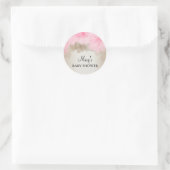 Roze & zilveren bloem | BABY SHOWER STICKER (Tas)