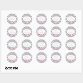 Roze & Zilveren Bloemen Bow Baby shower Sticker (Vel)