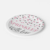 Roze zilveren Confetti gerimpeld met liefde Papieren Bordje (Gekanteld)