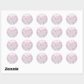  Roze Zilveren Damast & Bow Doop Sticker (Vel)