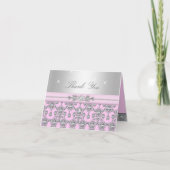 Roze & Zilveren Diamant Dank u Kaart (Voorkant)