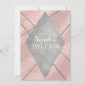 Roze Zilveren Diamant Glam Sweet 16 ELKE GEBEURTEN Kaart (Voorkant)