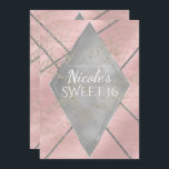 Roze Zilveren Diamant Glam Sweet 16 ELKE GELEGENHE Kaart<br><div class="desc">Aanpassen voor elke gelegenheid.</div>