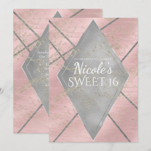 Roze Zilveren Diamant Glam Sweet 16 ELKE GELEGENHE Kaart