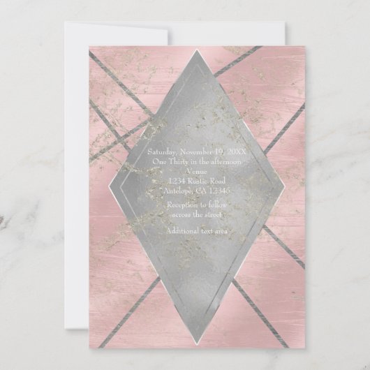 Roze Zilveren Diamant Glam Sweet 16 ELKE PARTY Fee Kaart (Achterkant)