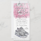 Roze Zilveren Diamant Sneaker Bal Verjaardag Telef Kaart (Voorkant)