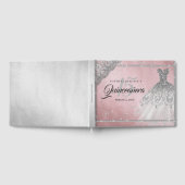 Roze Zilveren Diamant Sparkle Gown Quinceanera Gastenboek (Volledig)