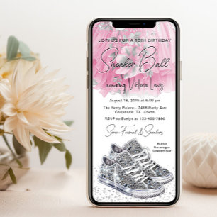 Roze Zilveren Diamanten Sneaker Bal Verjaardag Tel Kaart
