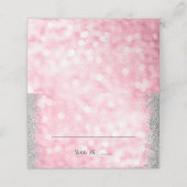Roze Zilveren Faux Glitter Lights Gevouwen Plaatskaartje (Buitenkant ongevouwen)