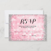 Roze Zilveren Faux Glitter Lights RSVP (Voorkant)