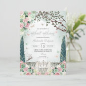 Roze Zilveren Fee Betoverde Tuin Zoet 16 Kaart (Staand voorkant)