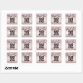 Roze Zilveren folie Dank u Zakelijke QR Code Vierkante Sticker (Vel)
