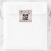 Roze Zilveren folie Dank u Zakelijke QR Code Vierkante Sticker (Tas)