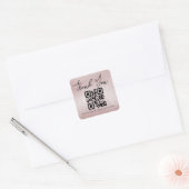 Roze Zilveren folie Dank u Zakelijke QR Code Vierkante Sticker (Envelop)