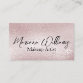Roze zilveren folie QR code make-up artiest Visitekaartje (Voorkant)