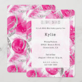 Roze zilveren Glam Circles Verjaardag Kaart (Voorkant / Achterkant)