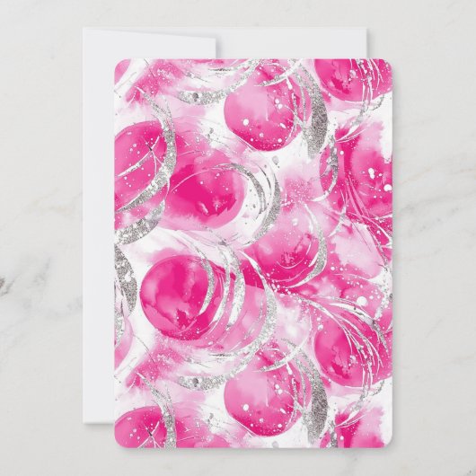 Roze zilveren Glam Circles Verjaardag Kaart (Achterkant)