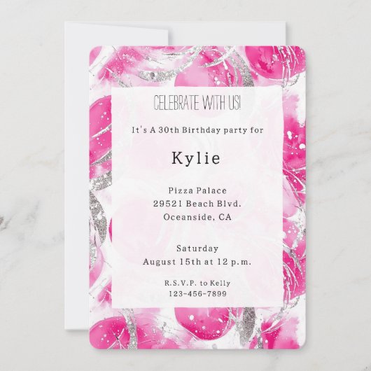 Roze zilveren Glam Circles Verjaardag Kaart (Voorkant)