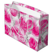 Roze Zilveren Glamour Abstracte Cirkels Verjaardag Groot Cadeauzakje (Achterkant Gekanteld)