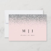 Roze & Zilveren Glitter Bruiloft RSVP Kaart (Achterkant)
