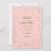 Roze zilveren glitter Confetti Border Quinceañera Kaart (Voorkant)