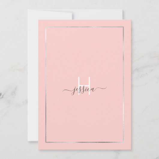 Roze zilveren glitter Confetti Border Quinceañera Kaart (Achterkant)